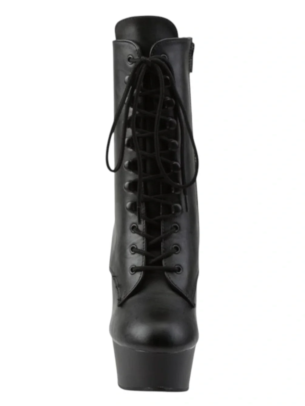 new Pleaser 𖤐 Delight 1020 Platform Stiletto Lace Up Boot 𖤐 Black Faux Leather